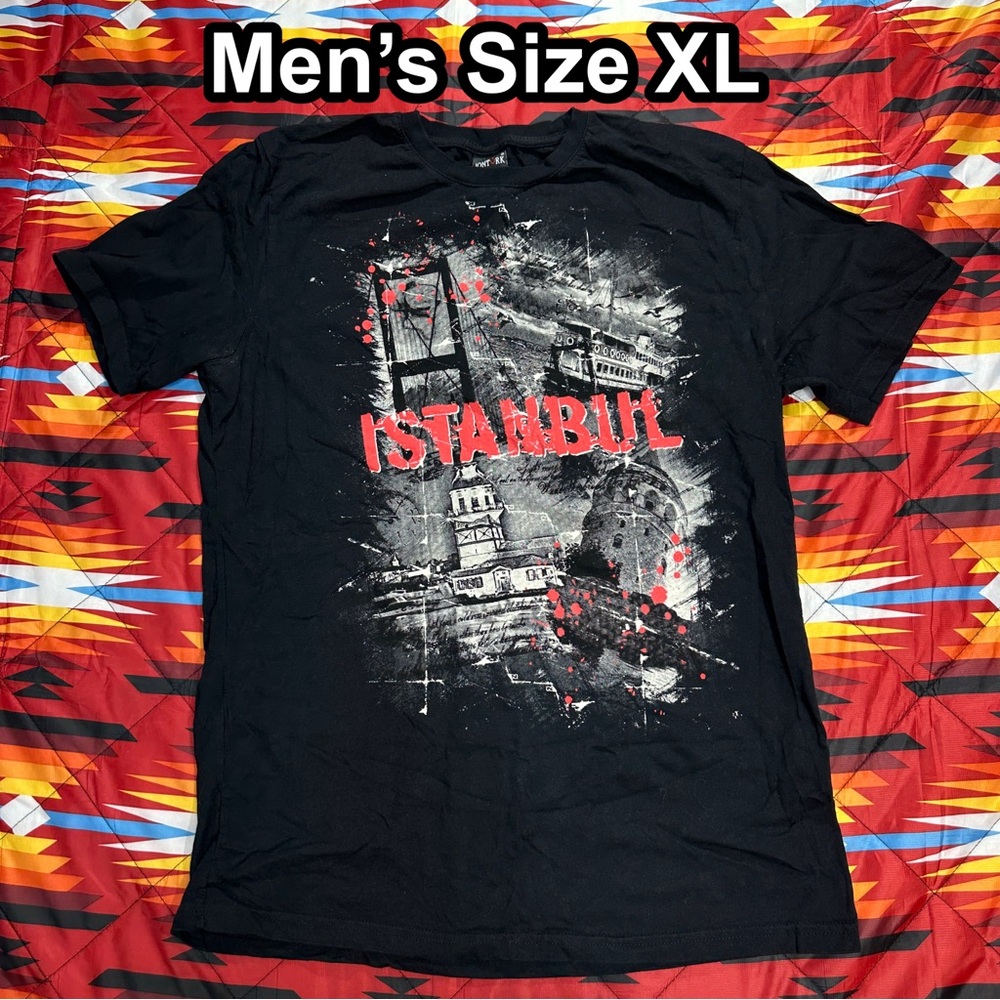 Istanbul Turkey Mens Size XL Black T-Shirt Short Sleeve Graphic Türkiye Jonturk
